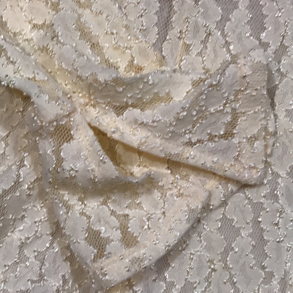 Free People Shearling Corded Lace Fit/Flare Cream Keyhole Front Dress size L - Picture 10 of 14